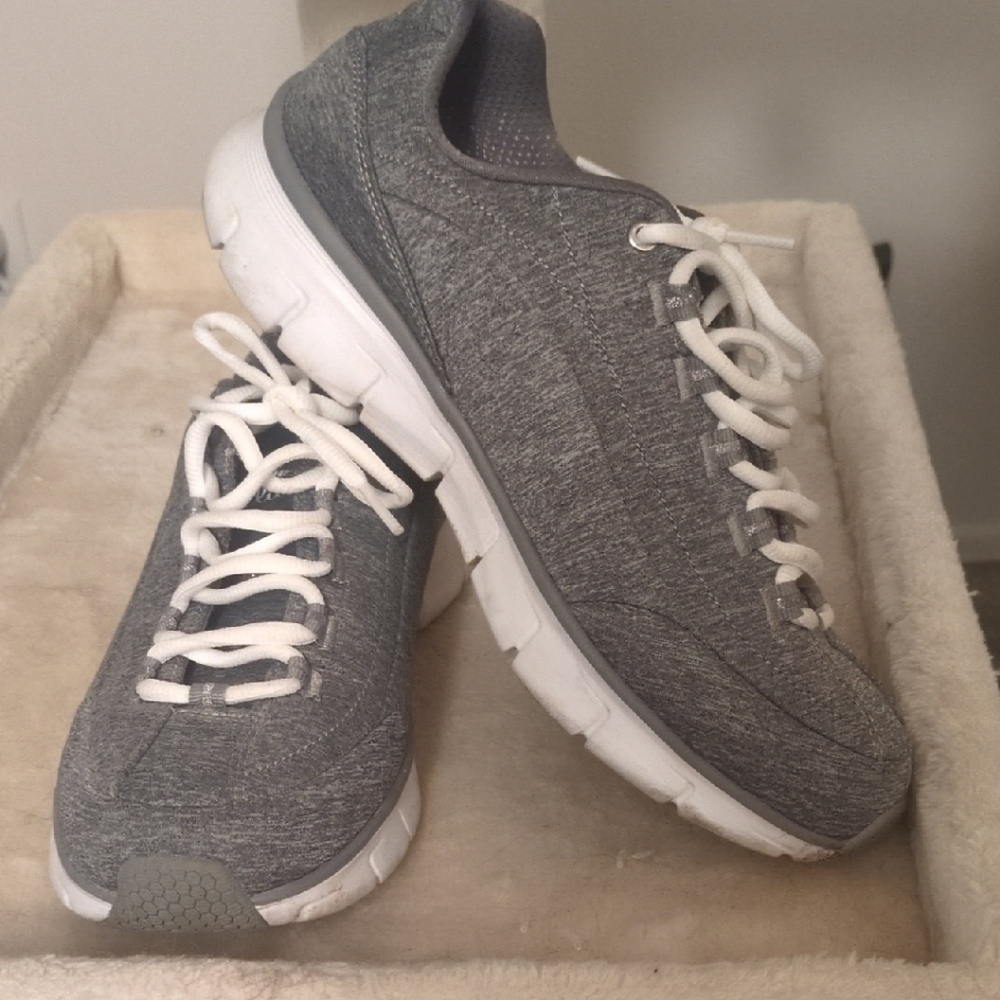 Gray and White Athletic Sneakers